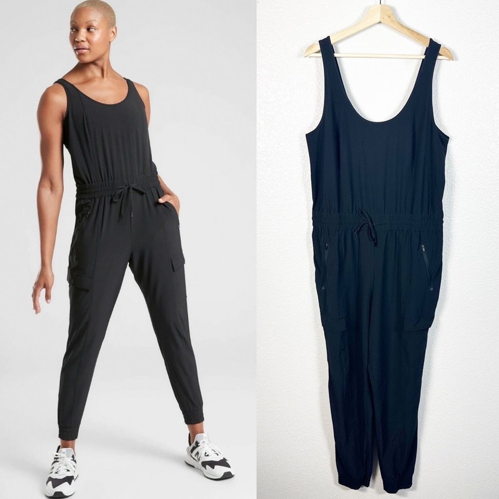 Athleta Black Sporty Jumpsuit with Tapered Ankle